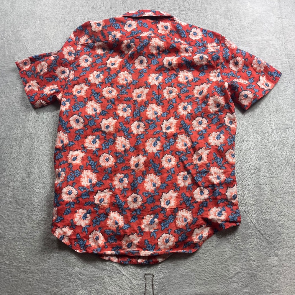 UNTUCKit Mens Redondo-SS Red Floral 100% Linen Slim Fit Shirt Medium 41470 - Picture 6 of 7